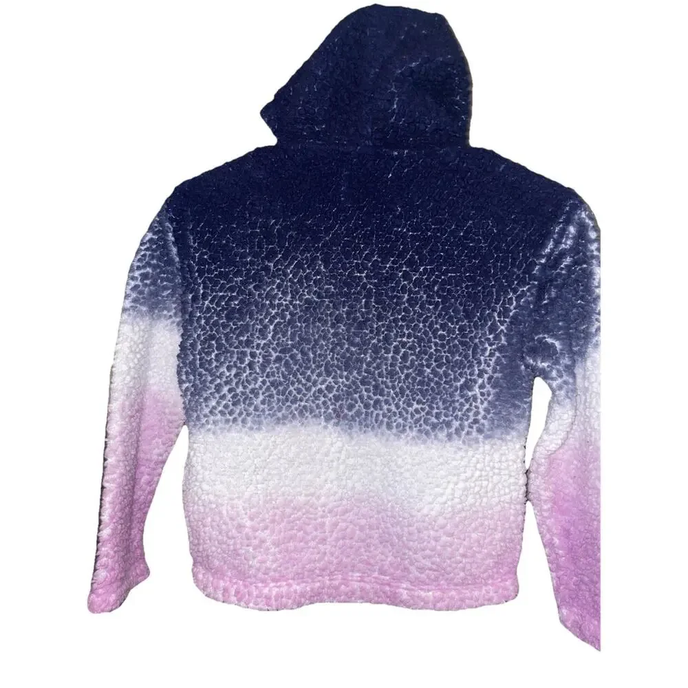 Justice Little Girls Pull Over Hoodie Multicolor Sherpa 1/4 Zipper Sz S 7/8